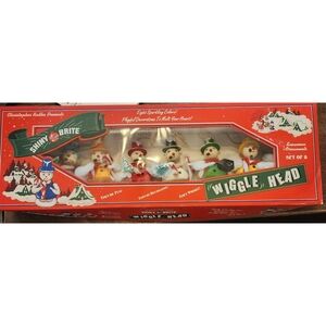 Vtg MCM Style Christopher Radko Shiny Brite Wiggle Head Set 8 Snowman Ornaments